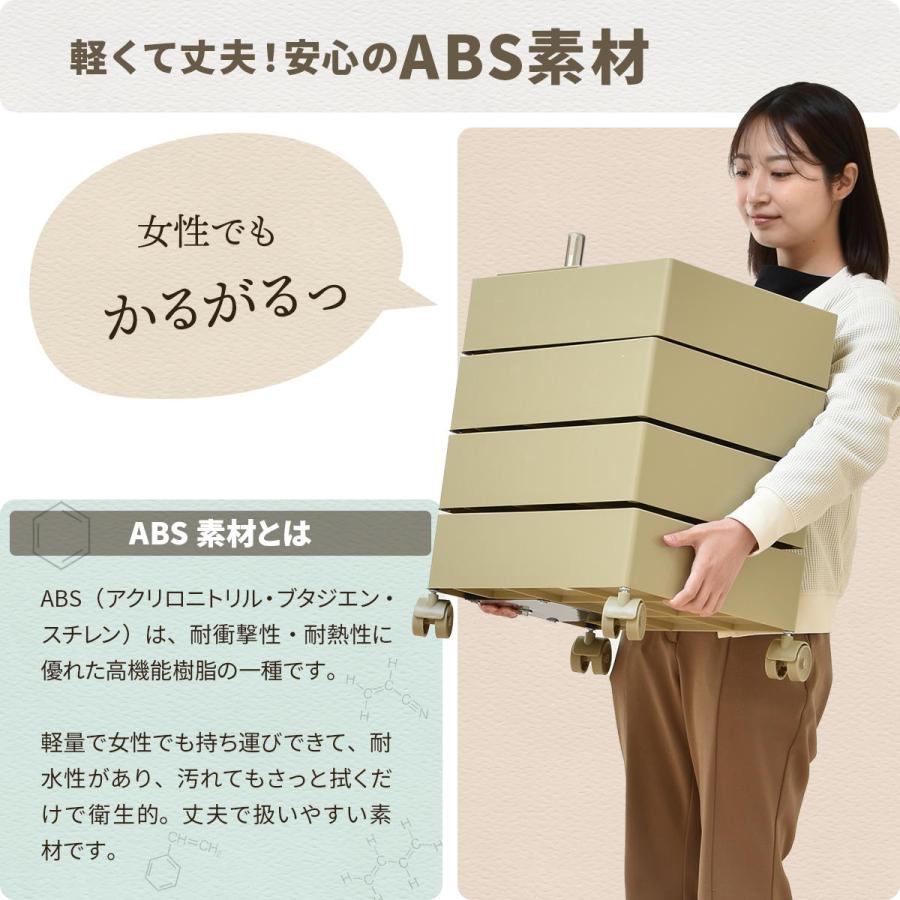 360回転ワゴン 4段 キッチンワゴン キャスター付き リビング収納 韓国スタイル ポップ 角型 プラスチック トロリーワゴン ラック ワゴン サイドワゴン_12