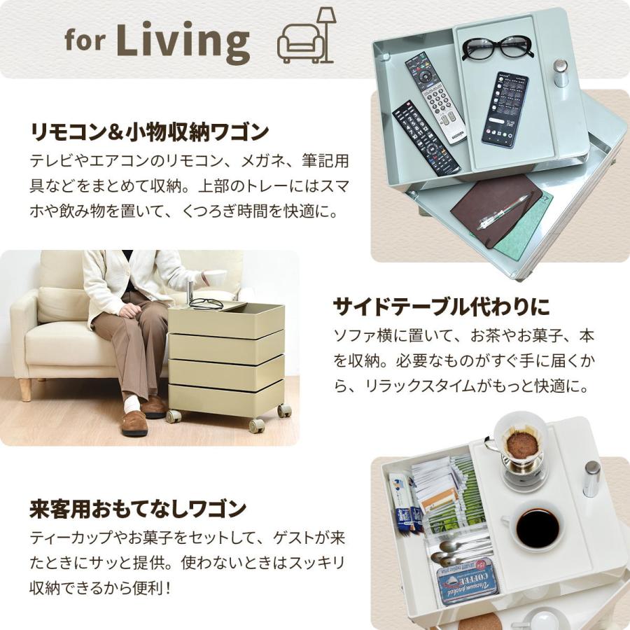 360回転ワゴン 4段 キッチンワゴン キャスター付き リビング収納 韓国スタイル ポップ 角型 プラスチック トロリーワゴン ラック ワゴン サイドワゴン_13