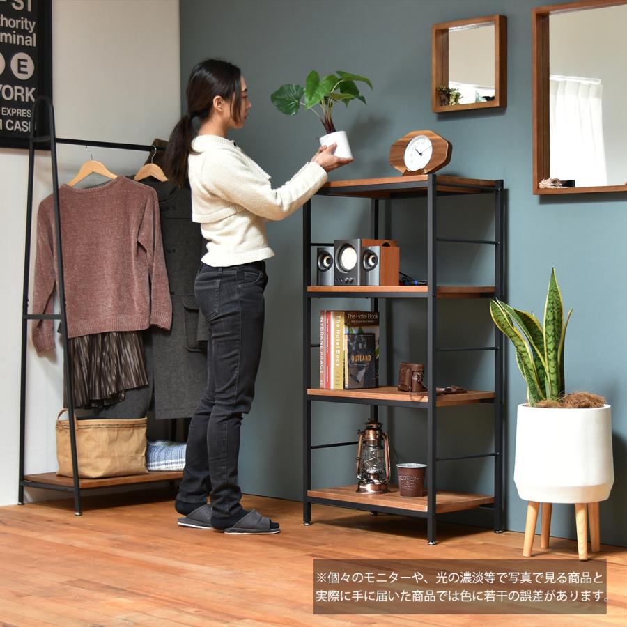 ZAGA 4段ラック 幅60 オープンラック 無垢 桐材 凹凸 アンティーク調 スチールパイプ 棚板 ZR-600_8