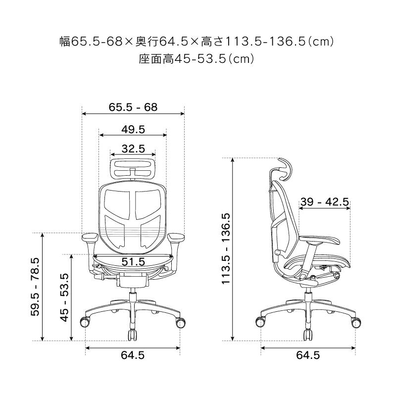 オフィスチェア エルゴヒューマン エンジョイ2 ハイタイプ Ergohuman ENJOY2 High EJ2-HAM 在宅 リモート ヘッドレスト 関家具 正規代理店の画像