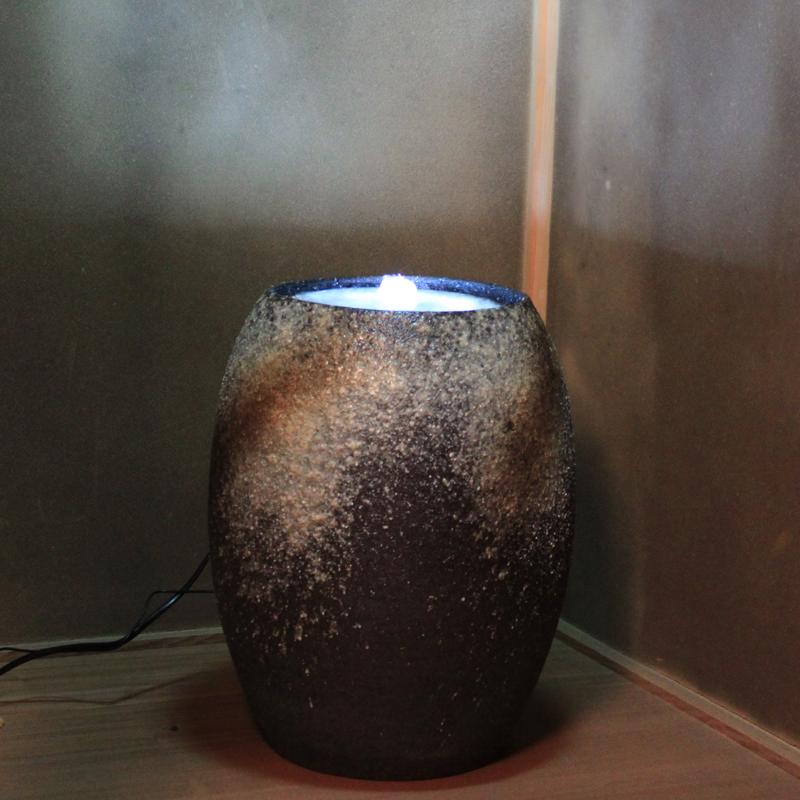 光の琴音 水琴窟 200LED 利休信楽 屋内用 室内用 青古信楽 φ330×H450mm