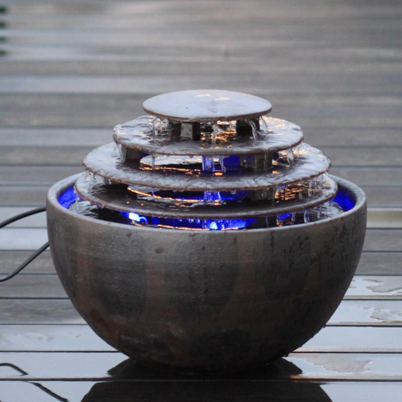 光の琴音 水琴窟 202LED 利休信楽 屋内用 室内用 いぶし銀 φ370 光の琴音 水琴窟 202LED 利休信楽 屋内用 室内用 いぶし銀 φ370
