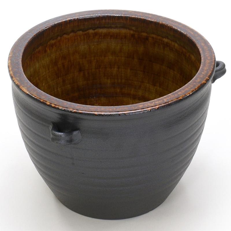 重蔵窯 利休信楽 水瓶 水鉢 蹲 つくばい M-115 雨流し φ350×H270mm 約