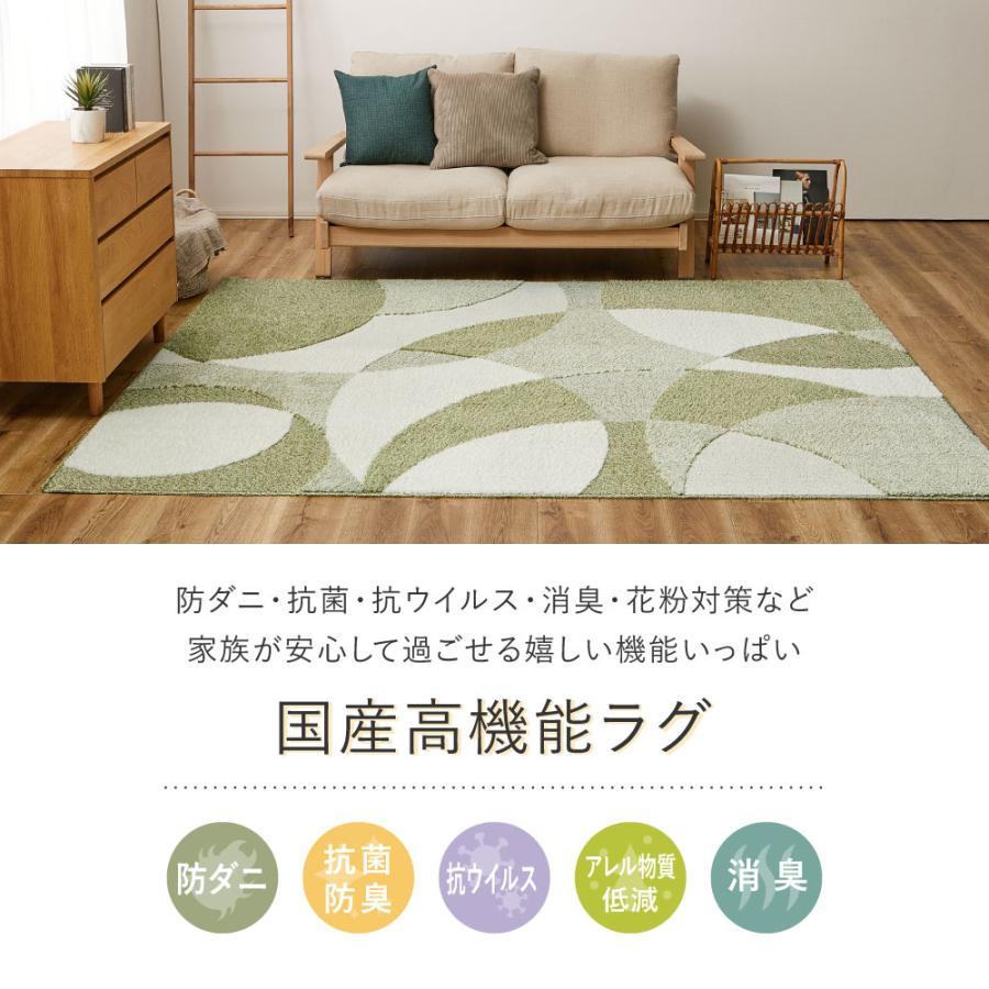 ラグ カーペット 国産高機能ラグ ジャスト 約6畳 約230×330cm 日本製 防ダニ 抗菌 抗ウィルス 消臭 タフトラグ ホットカーペット対応 床暖房対応