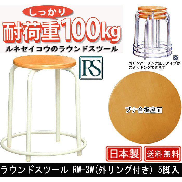 ラウンドスツール RW-3W 外リング付き 5脚入