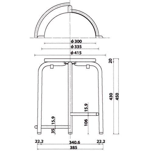 ラウンドスツール RW-2C 内リング付き 単品_5