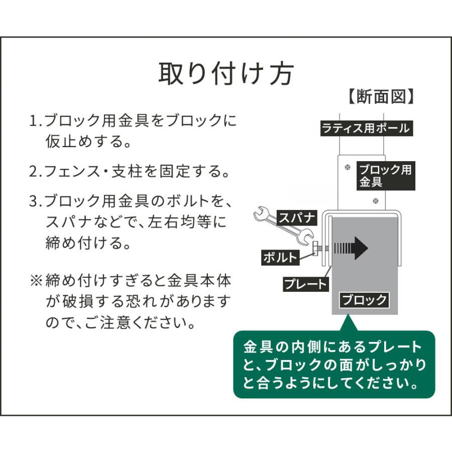 ラティス・フェンス支柱固定金具ブロック用12cm（10個） S-BB7212-10P_4