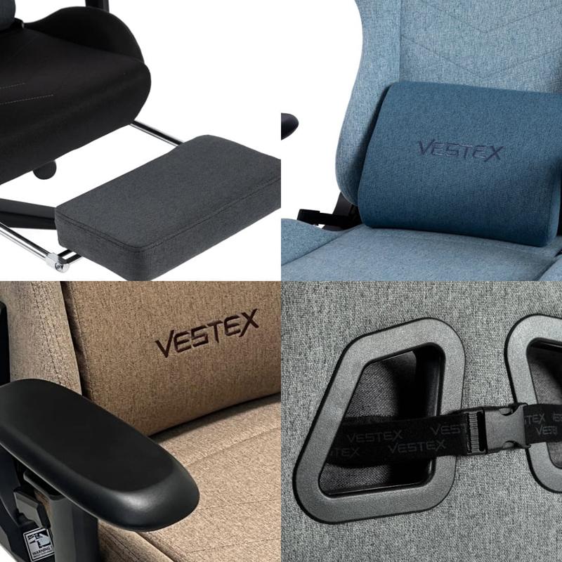 VESTEX VES-S1FT ゲーミングチェア フットレスト付き S1 ライフスタイル オフカラー ファブリック 前傾機能付リクライニング 振動機能付ランバーサポート_11