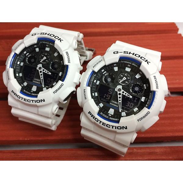 恋人達のペアウオッチ カシオ G-SHOCK GA-100B-7AJF 白 ホワイト 送料無料