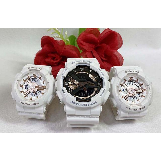 恋人達のGショック トリプルウオッチ カシオ G-SHOCK BABY-G 3本セット GA-110RG-7AJF BA-110RG-7AJF 白  ホワイト 送料無料 :GA-110RG-7AJF-BA-110RG-7AJFX2:Gショックペアウオッチ村田時計店 - 通販 -