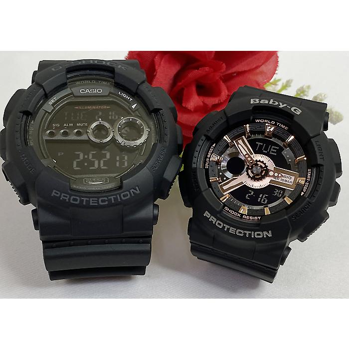 恋人達のGショック ペアウオッチ カシオ G-SHOCK BABY-G GD-100-1BJF BA-110RG-1AJF 黒 ブラック 送料無料