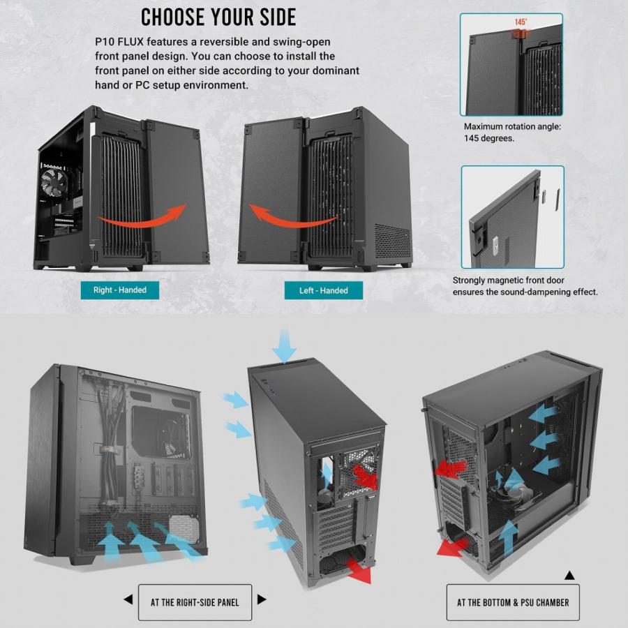 Antec アンテック 防音パネル搭載 冷却型ミドルタワーPCケース ブラック P10 FLUX_4