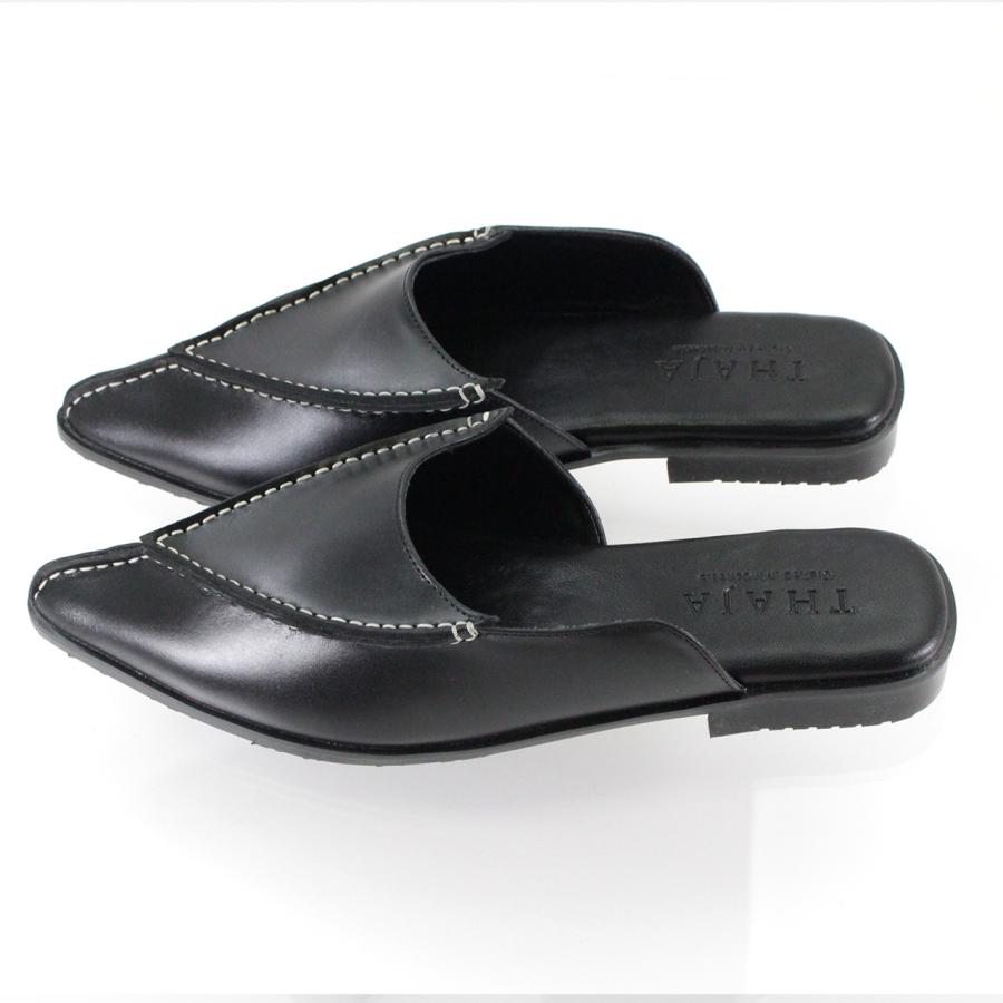 THAJA LUCE FLAT レザーサンダル ブラック THAJA タジャ 【レディース】LUCE FLAT 【37/22.5-23.0cm