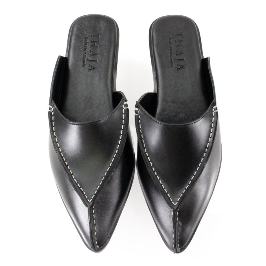 THAJA LUCE FLAT レザーサンダル ブラック THAJA タジャ 【レディース】LUCE FLAT 【37/22.5-23.0cm