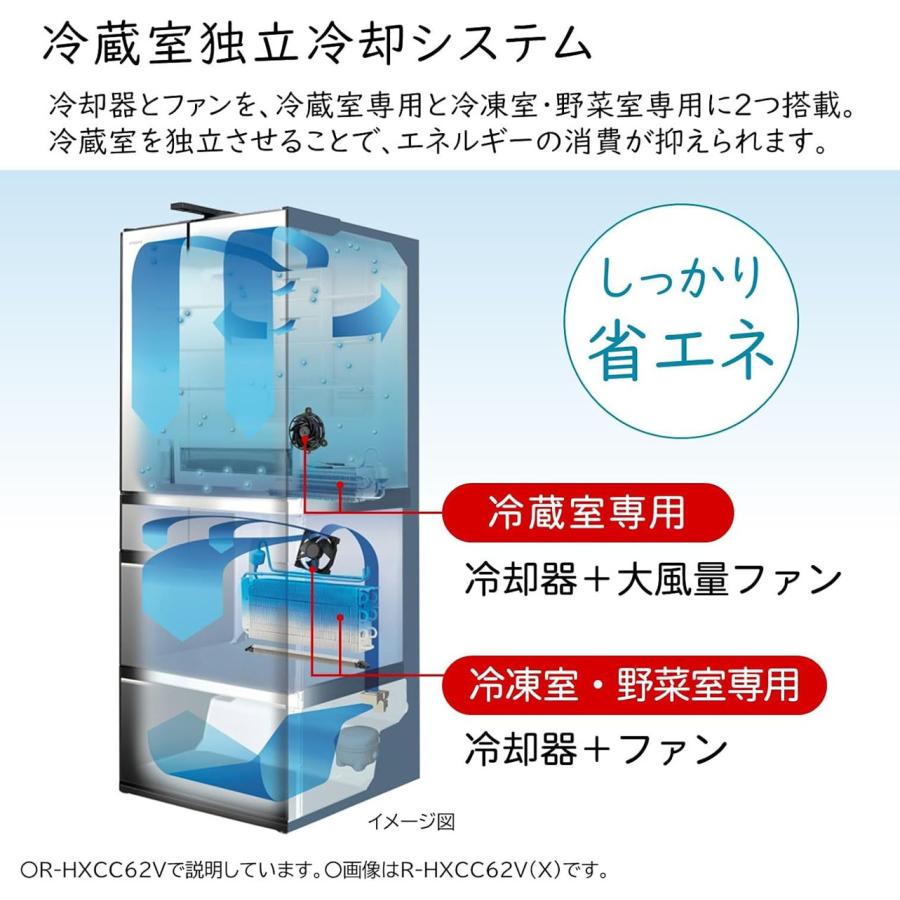 HITACHI 日立 フレンチ6ドア 冷凍冷蔵庫 617L HWタイプ R-HW62V-N【A 