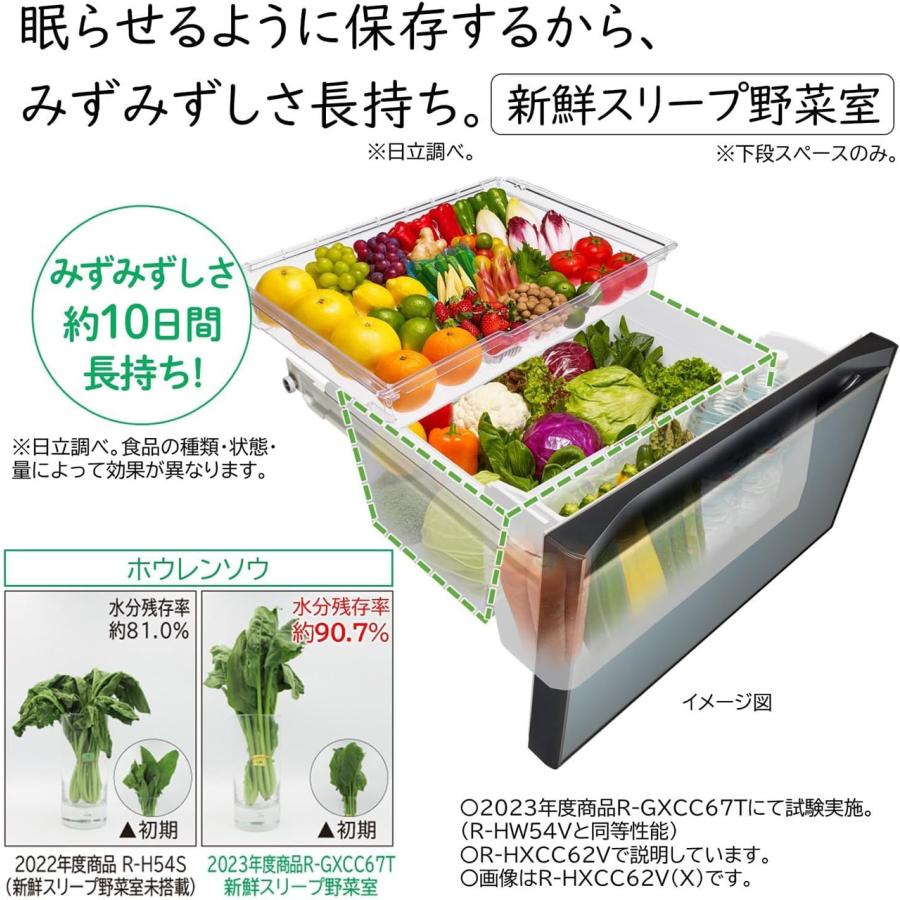 HITACHI 日立 フレンチ6ドア 冷凍冷蔵庫 540L HWタイプ R-HW54V-N【Ａエリア限定配送】【標準配送設置無料】の画像