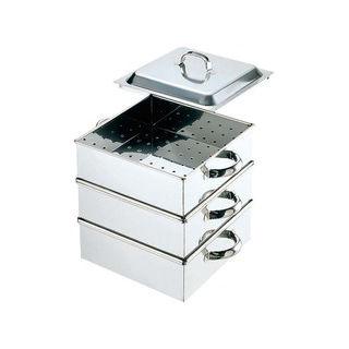 角蒸し器 2段 角蒸器 2段 業務用 18-8（ステンレス） 42cm : スタイルキッチン