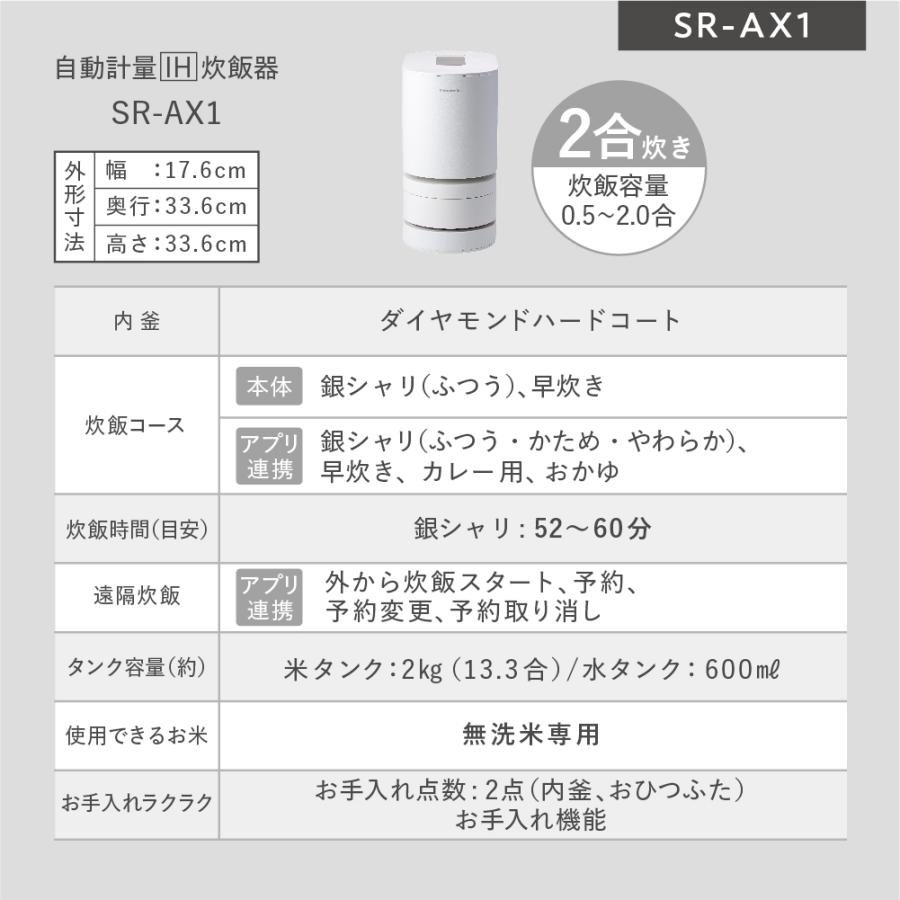 Panasonic（パナソニック） SR-AX1-W ホワイト 自動計量IH炊飯器 約2kg