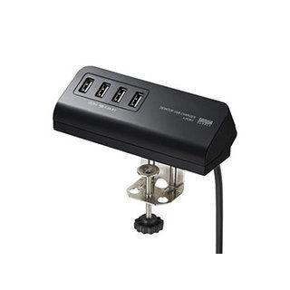サンワサプライ  サンワサプライ クランプ式USB充電器(USB4ポート・ブラック) ACA-IP50BKX5