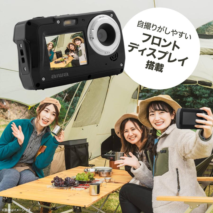 aiwaデジタル 自撮りができる防水コンパクトデジタルカメラ aiwa cam DCW JA5-DCM0002 ブラック_2