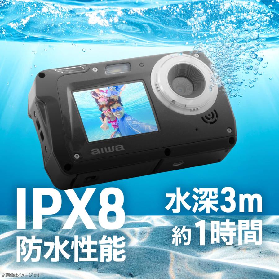 aiwaデジタル 自撮りができる防水コンパクトデジタルカメラ aiwa cam DCW JA5-DCM0002 ブラック_3