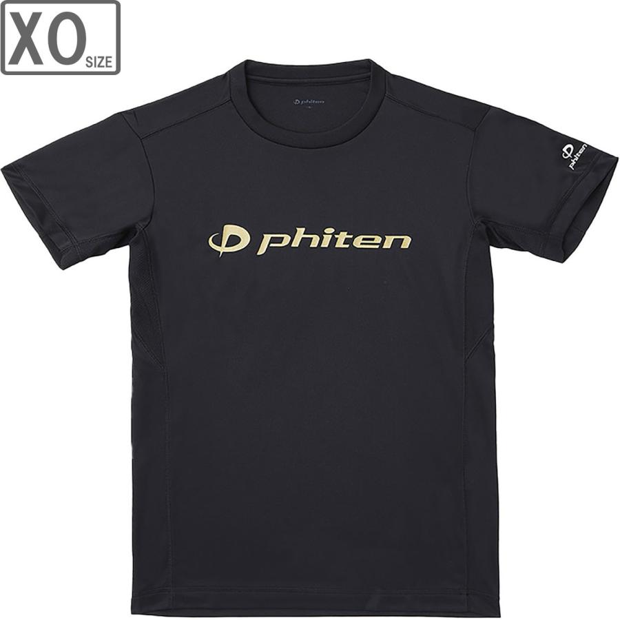 ファイテン Phiten RAKUシャツ 半袖 ロゴ入り 【ブラック/ゴールド