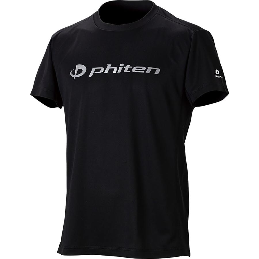 ファイテン Phiten RAKUシャツ 半袖 ロゴ入り 【ブラック/シルバー