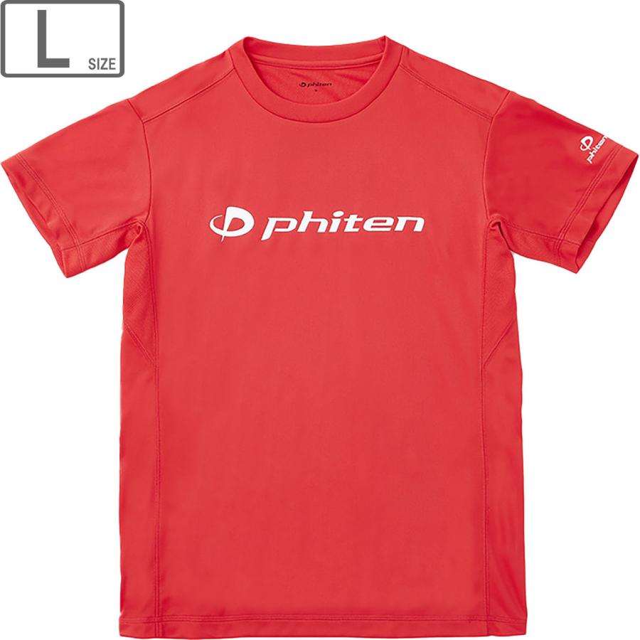 ファイテン Phiten RAKUシャツ 半袖 ロゴ入り 【レッド/ホワイト】【L