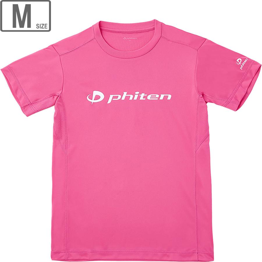 ファイテン Phiten RAKUシャツ 半袖 ロゴ入り 【マゼンタ/ホワイト