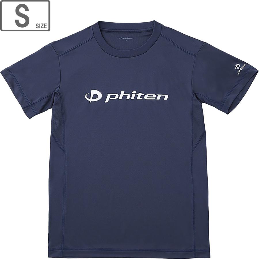 ファイテン Phiten RAKUシャツ 半袖 ロゴ入り 【ネイビー/ホワイト