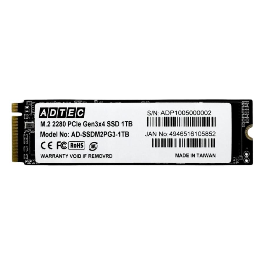 ADTEC アドテック AD-SSDM2PG3-1TB 3D NAND PC内蔵用M.2 Gen3x4 SSD M