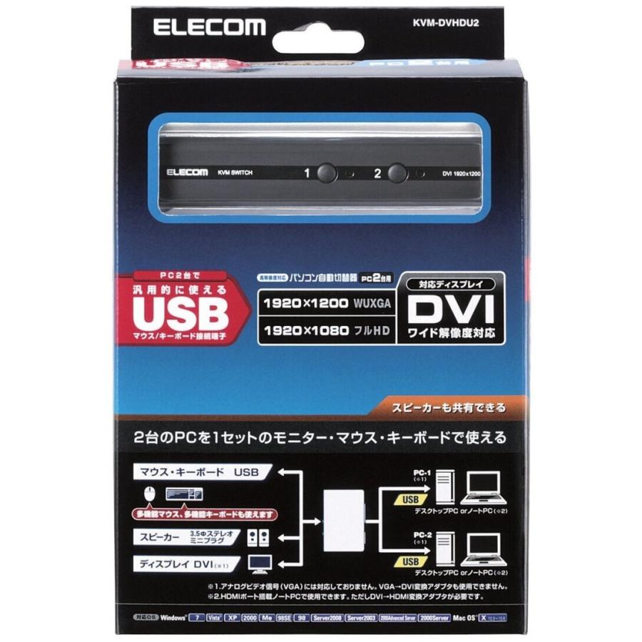 ELECOM（エレコム） DVI対応パソコン自動切替器 2台切替 KVM-DVHDU2
