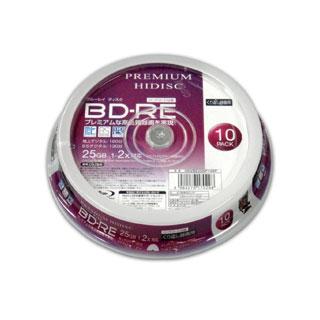 HIDISC/ハイディスク  PREMIUM HIDISC BD-RE くり返し録画 2倍速 25GB 10Pスピンドルケース　HDVBE25NP10SP｜murauchi3