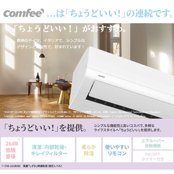 【送料込2025年モデル】Comfee CYA-221B(W) エアコン 6畳用 楽天市場】【在庫あります】comfee' ルームエアコン 2025年