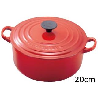 LE CREUSET ル・クルーゼ  ル・クルーゼ　トラディション　ココットロンド　20cm　2501-20-06　チェリーレッド｜murauchi