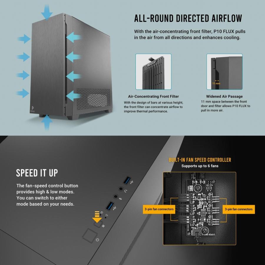 Antec アンテック 防音パネル搭載 冷却型ミドルタワーPCケース ブラック P10 FLUX_8