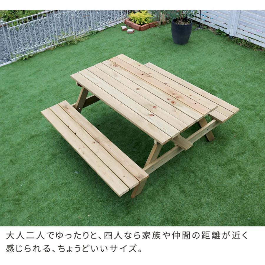 住まいスタイル 【組立式】日本製ひのきピクニックテーブル(防腐加工) 無塗装 KSPM-149NTU_4