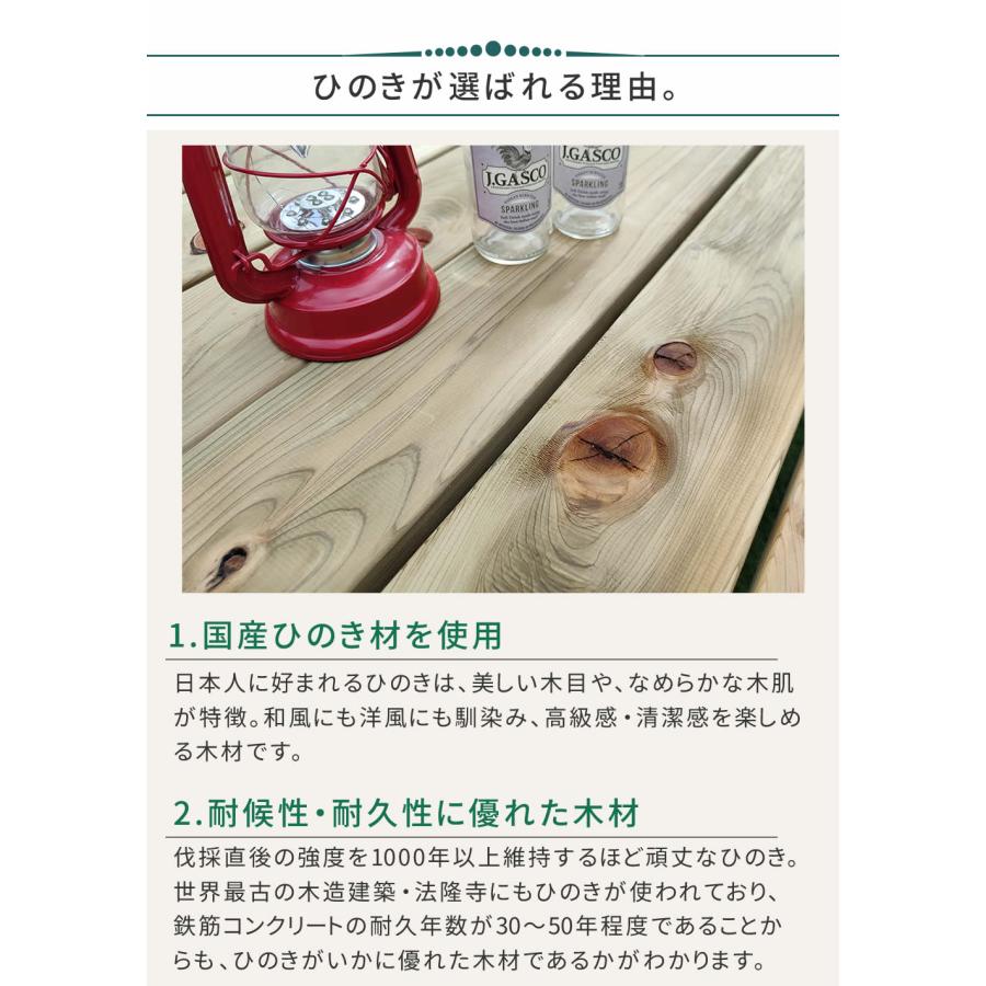 住まいスタイル 【組立式】日本製ひのきピクニックテーブル(防腐加工) 無塗装 KSPM-149NTU_8
