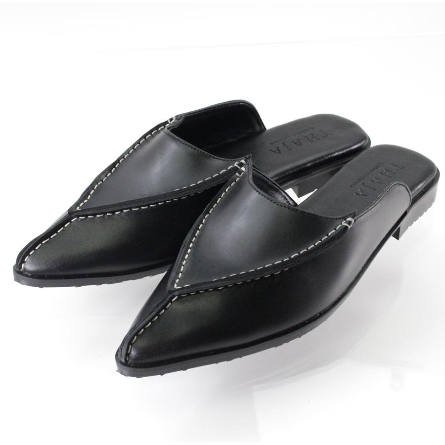 THAJA LUCE FLAT レザーサンダル ブラック THAJA タジャ 【レディース】LUCE FLAT 【38/23.5-24.0cm