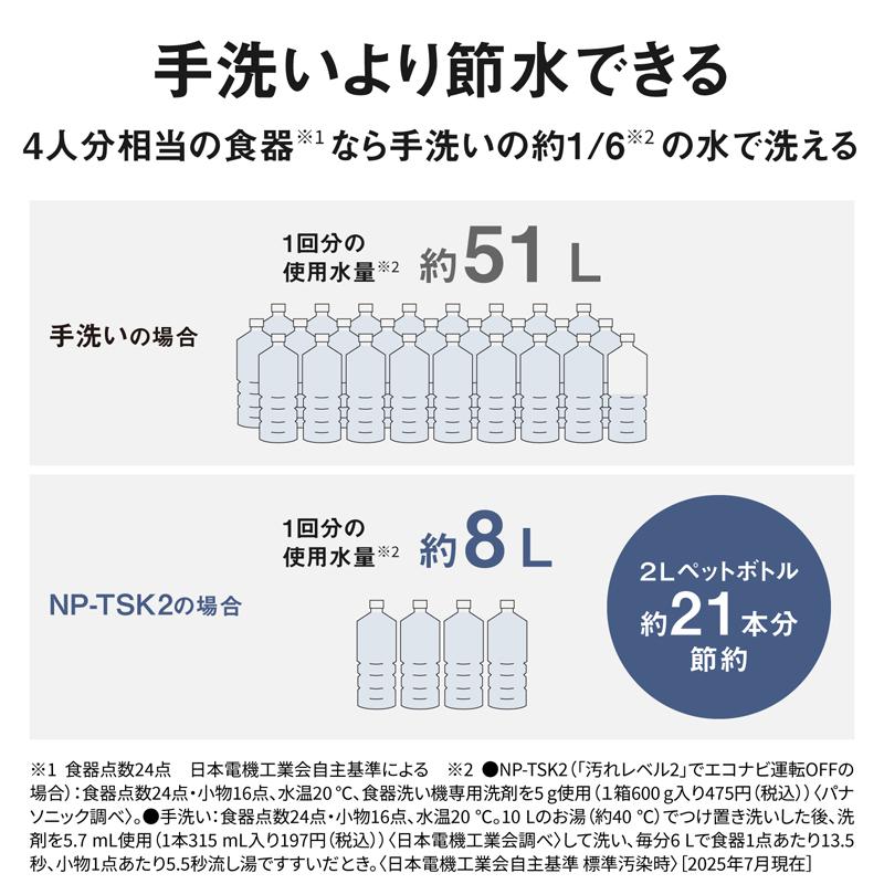 Panasonic パナソニック NP-TSK2-W 食器洗い乾燥機 ホワイト