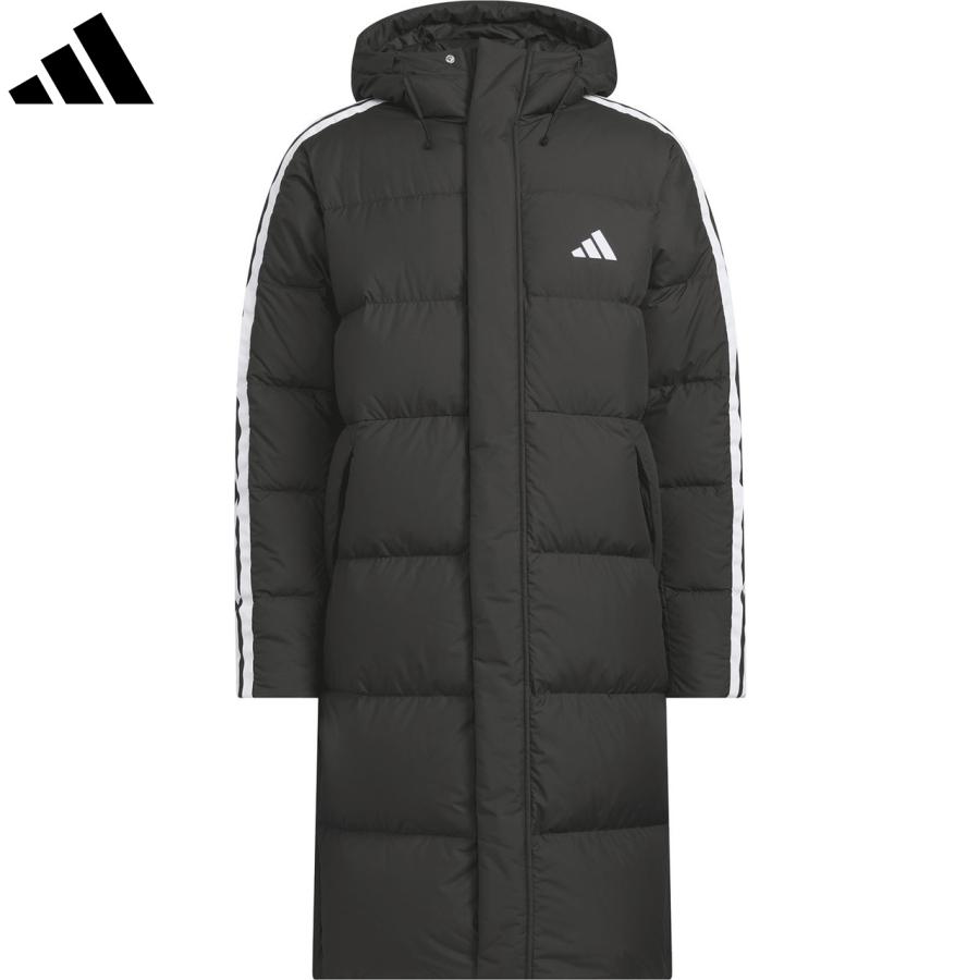 adidas アディダス　ファー　フード　ダウンコート　メンズ　L ブラック　黒 adidas アディダス 【メンズ】スリーストライプス レギュラーフィット