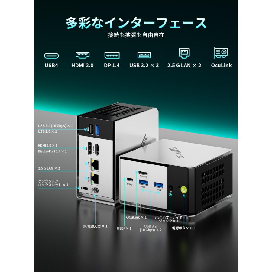 GMKtec AMD Ryzen 5 PRO 6650H搭載 高性能ミニPC M8 シルバー M8-16