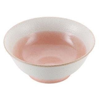 　  磁器　中華食器　釉彩ピンク　高台丼　６．５寸
