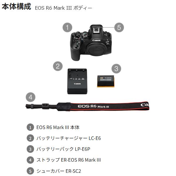 Canon EOS R6 ミラーレス一眼 本体と付属品　追加予備バッテリー キヤノン（Canon） EOS R6 Mark III ボディーミラーレスカメラ