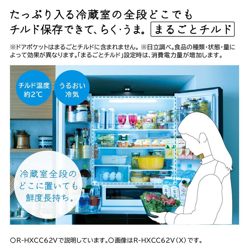 日立（HITACHI） 冷蔵庫 6ドア フレンチドア 617L HWタイプ R-HW62V N