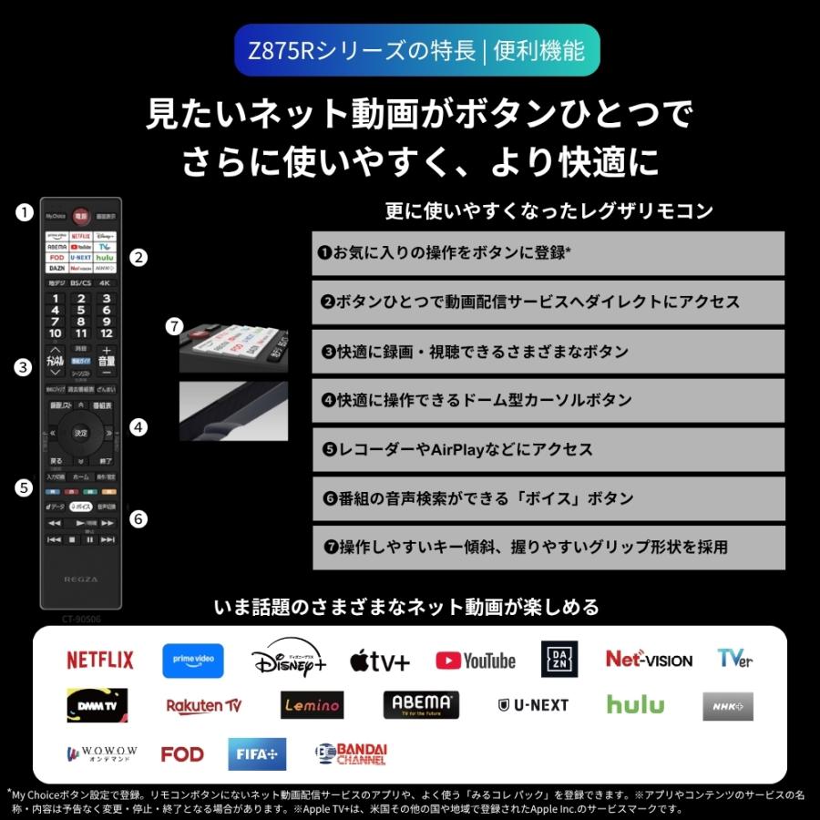 TOSHIBA（東芝） TVS REGZA 【メーカー再調整品】55Z875R(R) 55V型 4K