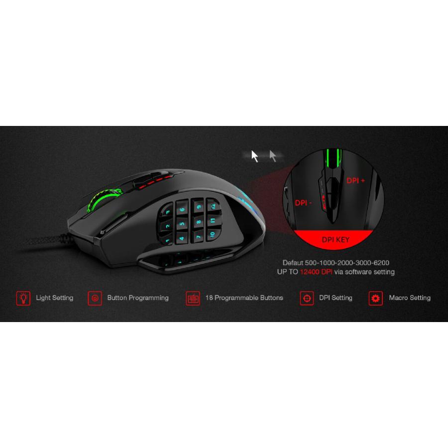 REDRAGON レッドラゴン 有線 多機能ボタン RGB ゲーミングマウス