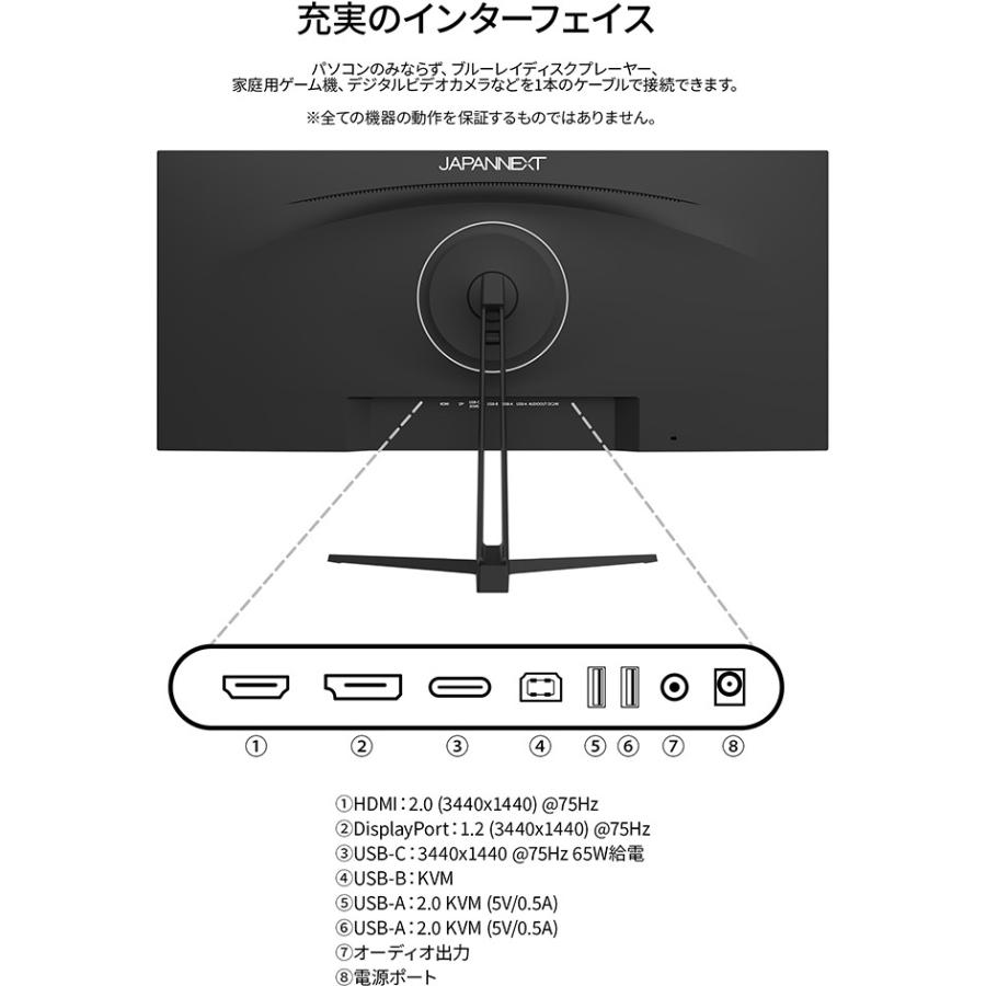 JAPANNEXT ジャパンネクスト UWQHD対応 34型液晶ディスプレイ/HDMI×1