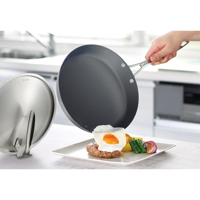 WAHEI FREIZ 和平フレイズ 涅 IH対応窒化鉄フライパン24cm（スタンド式ステンレス蓋付）  MB-2580の画像