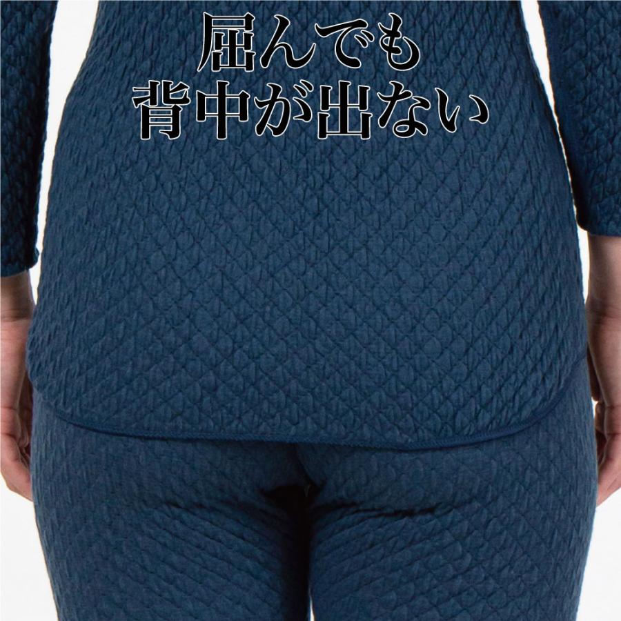 健繊 ケンセン 【レディース】ひだまりチョモランマ 長袖U首インナー 【ネイビー】【LLサイズ】 QMS823の画像